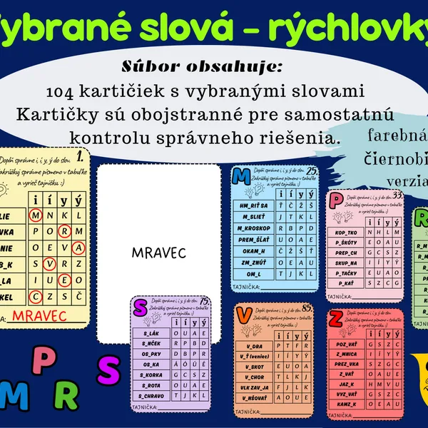 Vybrané slová - farebné rýchlovky
