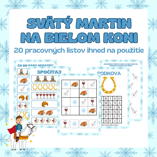 Svätý Martin na bielom koni – pracovné listy