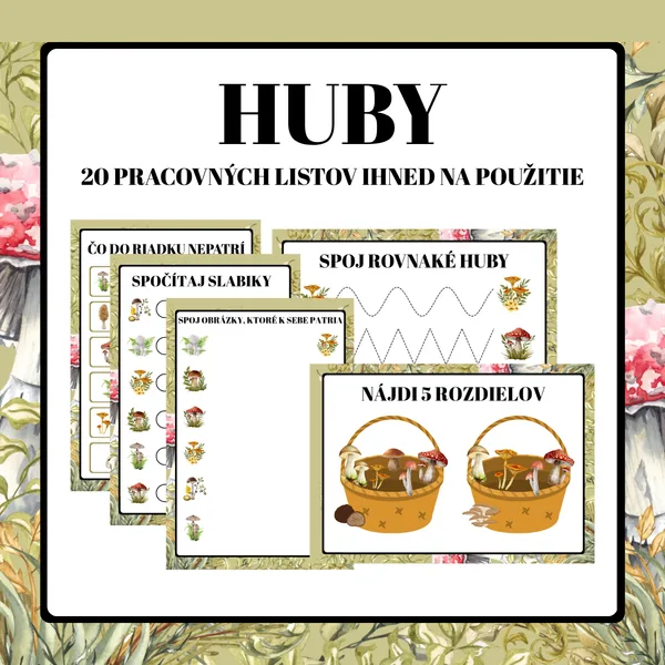 Huby – pracovné listy