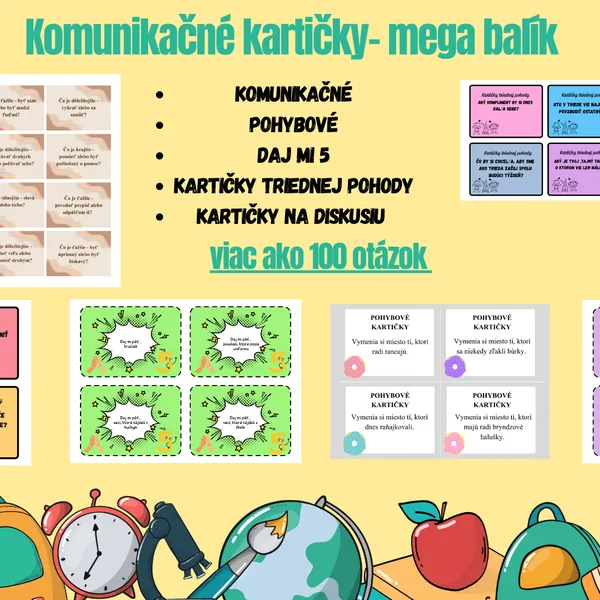 Komunikačné kartičky- veľký balík viac ako 100 otázok 