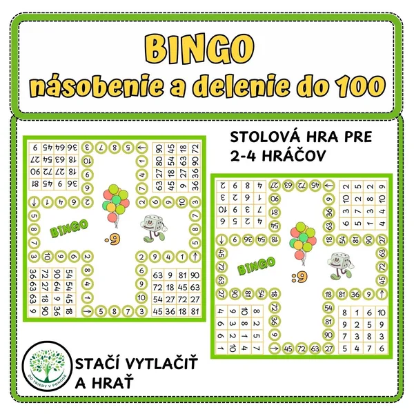 BINGO - násobenie a delenie do 100