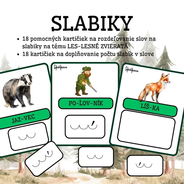 SLABIKOVANIE-LES, LESNÉ ZVIERATÁ