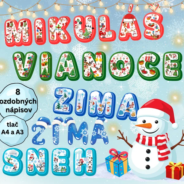 Zimné ozdobné nápisy/zimná výzdoba