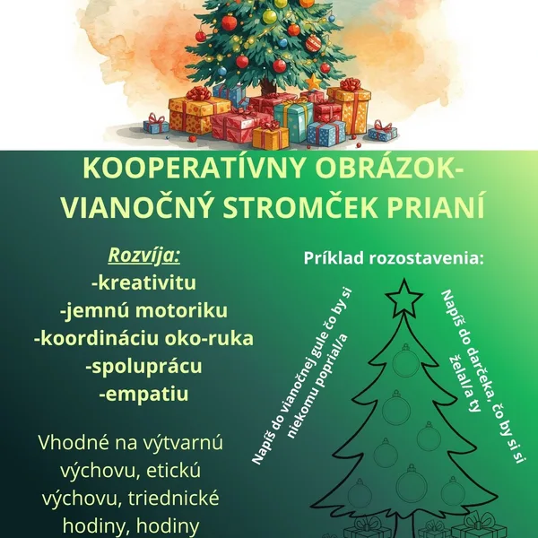 Kooperatívny obrázok- Vianočný stromček prianí