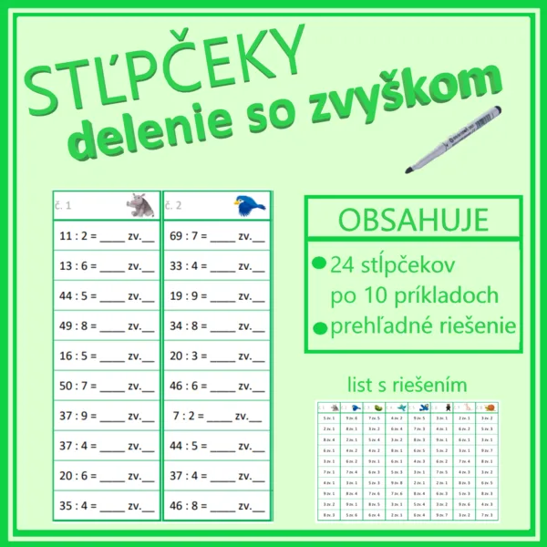 Stĺpčeky - delenie so zvyškom