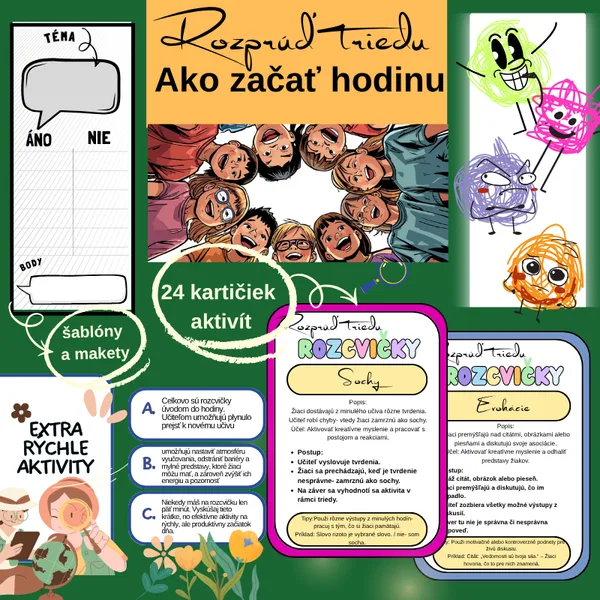 Rozprúď triedu - warm up aktivity, ako zacať hodinu/ rozcvičky na začiatok hodiny, kartičky, úvod do hodiny, ranné kruhy