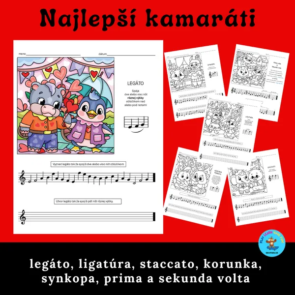 Najlepší kamaráti a legáto, ligatúra, fermáta, staccato, prima a sekunda volta, synkopa