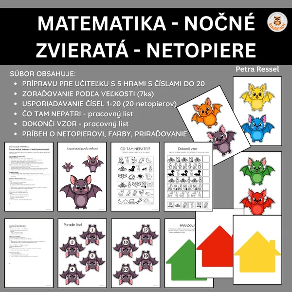 Nočné zvieratá - netopier - Matematika 