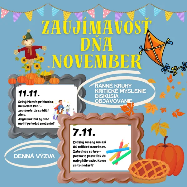 Zaujímavosť dňa/ november/ ranné kruhy, komunikačné kartičky, november
