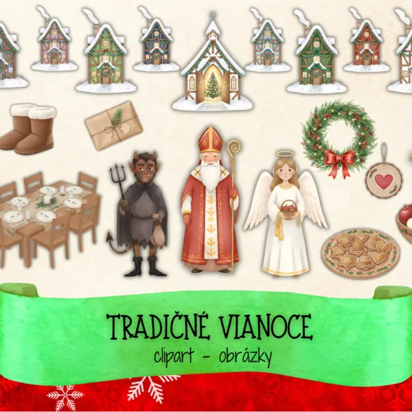 Tradičné Vianoce, obrázky clipart | Akvarelové ilustrácie, Vianoce, Mikuláš