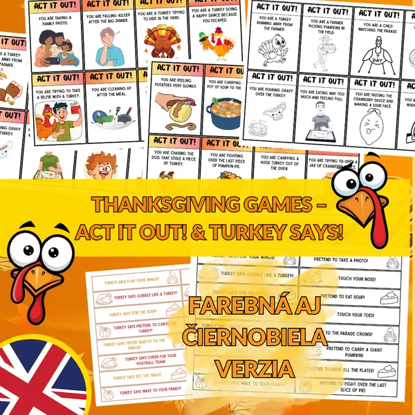 Thanksgiving games – Act It Out! & Turkey Says!