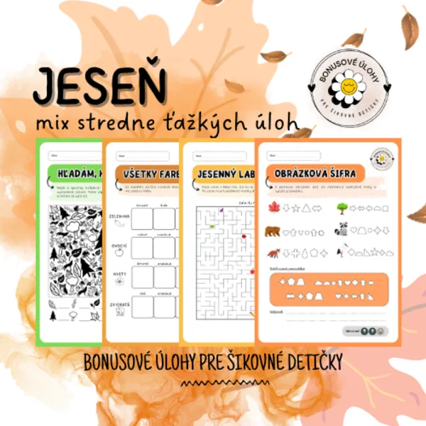 Mix jesenných úloh - Bonusové úlohy pre šikovné detičky