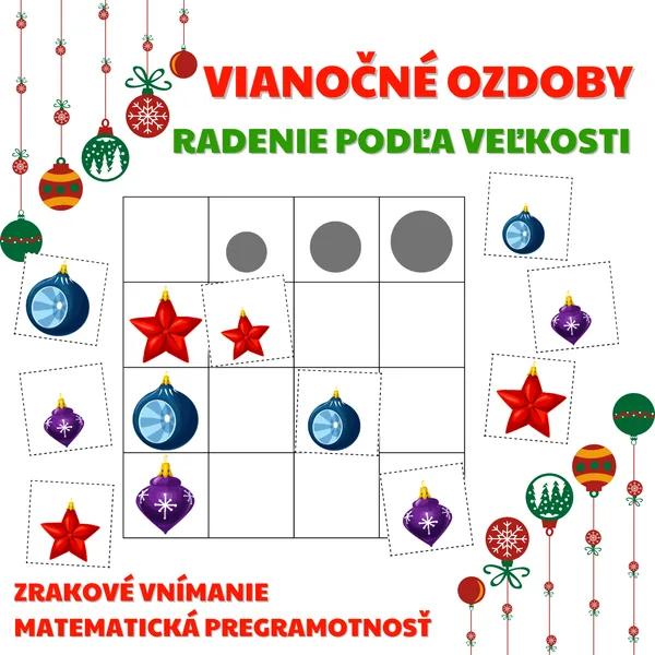 VIANOČNÉ OZDOBY - radenie podľa veľkosti
