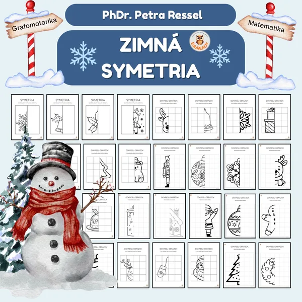 Zimná symetria - predlohy na kreslenie