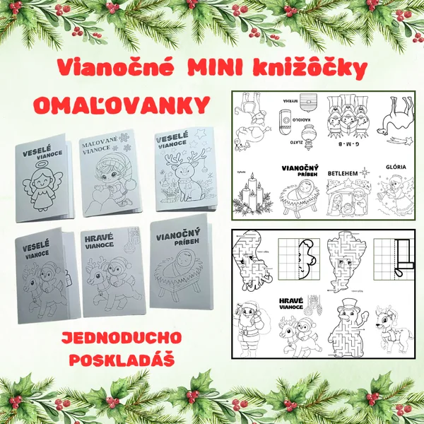 Vianočné MINI knižôčky - omaľovanky