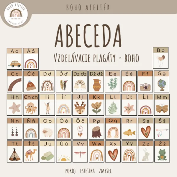 Boho abeceda – kompletná sada všetkých písmen