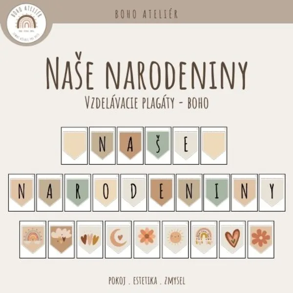Naše narodeniny - ozdobný nápis (girlanda)
