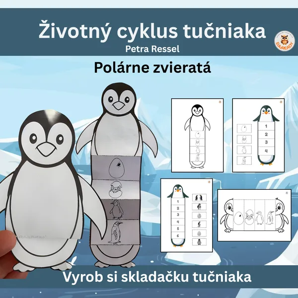 Polárne zvieratá - životný cyklus tučniaka-skladačka (rôzna obtiažnosť)