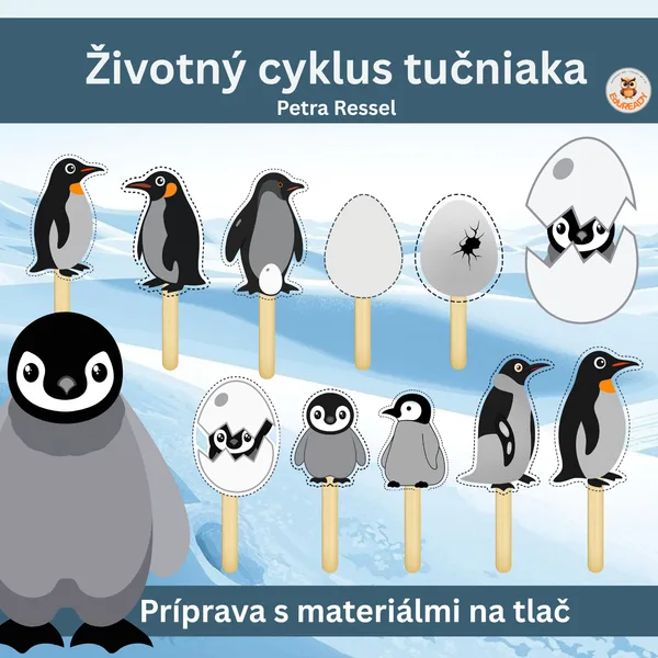Polárne zvieratá - Životný cyklus tučniaka- Príprava s materiálmi na tlač -vyrob si postavičky