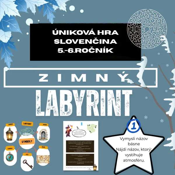Zimný labyrint / úniková hra/ slovenčina, escape room, tvorivé hry, kreatívna hra, logické myslenie, tímová práca