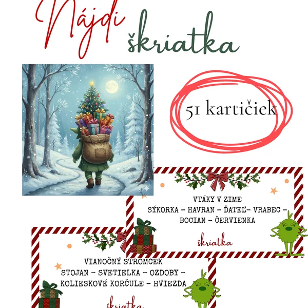 Nájdi škriatka/ranné kruhy, postreh, warm up, logické myslenie, Vianoce, hra