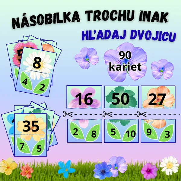 Násobilka, násobenie - hľadaj dvojicu