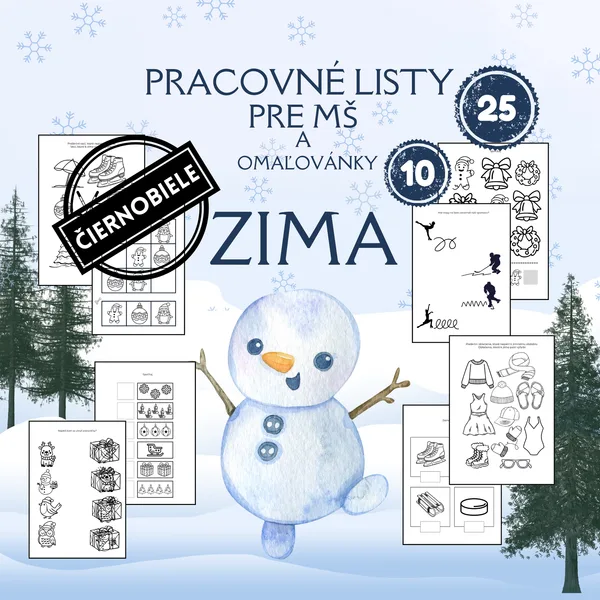 Zima - pracovné listy pre MŠ