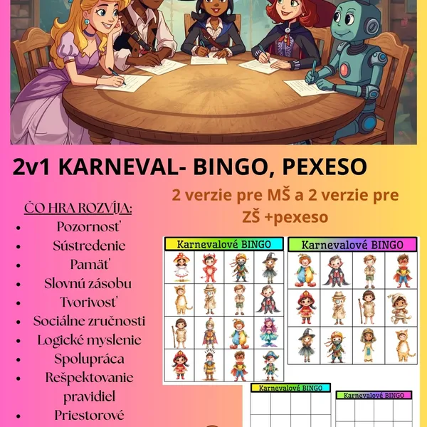 2v1 bingo a pexeso- Karneval