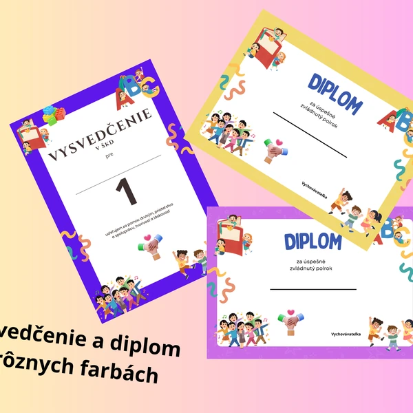 Vysvedčenie a diplom ŠKD