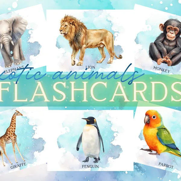 🐯 🐘🦜 FLASHCARDS - EXOTIC ANIMALS 🐯 🐘🦜