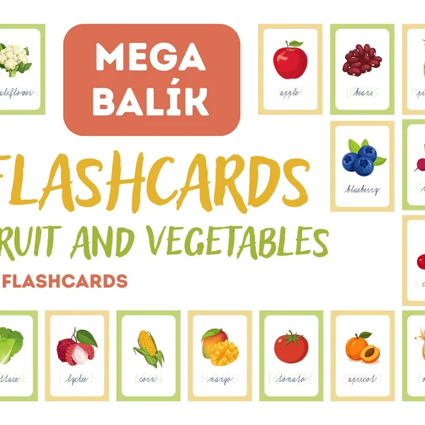 FLASHCARDS - fruit and vegetables - mega balík