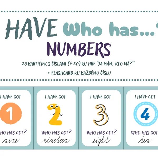 I have, who has - NUMBERS (1-20) + flashcards