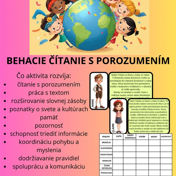 Karneval vo svete- behacie čítanie s porozumením