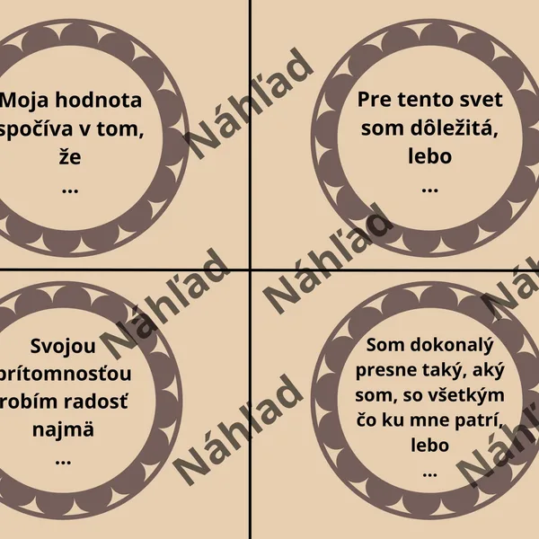 Upevňovanie sebahodnoty u žiakov - Kruhové kartičky 