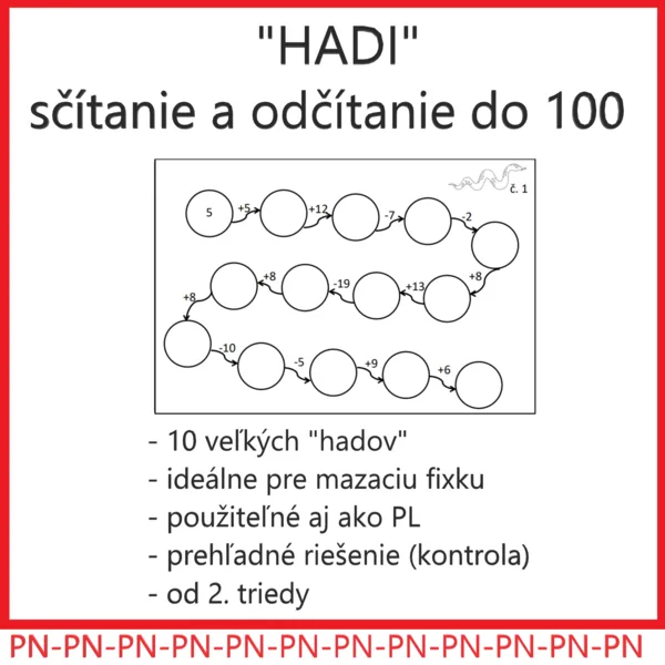 „HADI“ - sčítanie a odčítanie do 100