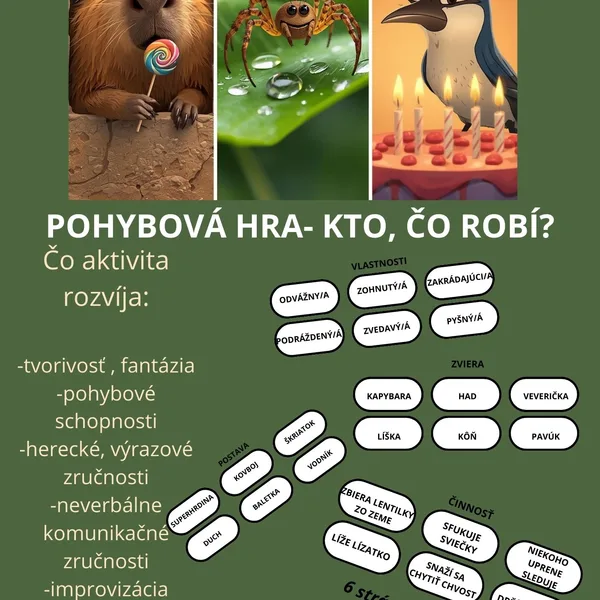 Pohybová hra- Kto, ako, čo robí?