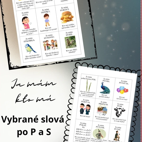 Ja mám kto má vybrané slová po P a S.