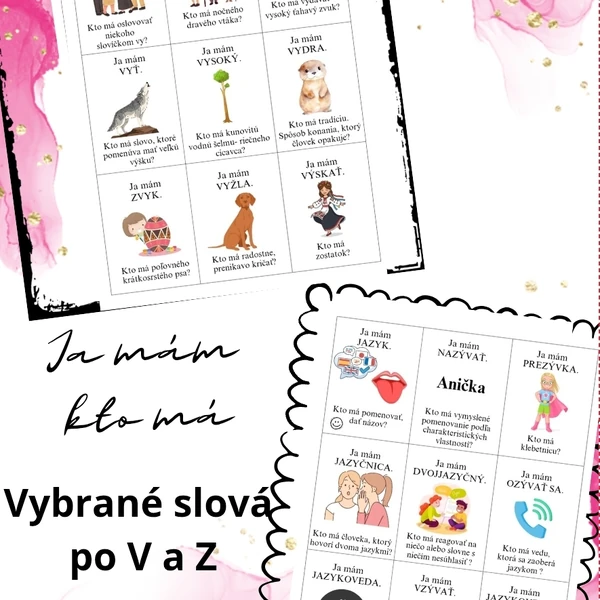 Ja mám kto má vybrané slová po V, Z 