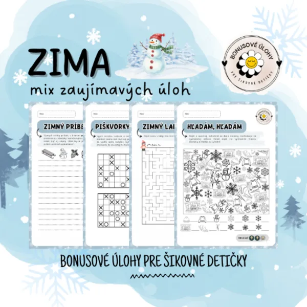 Mix zimných úloh - Bonusové úlohy pre šikovné detičky