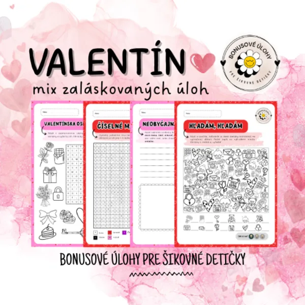 Valentínsky mix úloh - Bonusové úlohy pre šikovné detičky