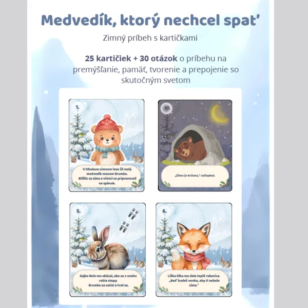 Zimný príbeh s kartičkami - lesné zvieratá