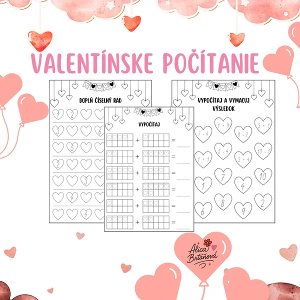 Valentín - sčítanie a odčítanie do 10