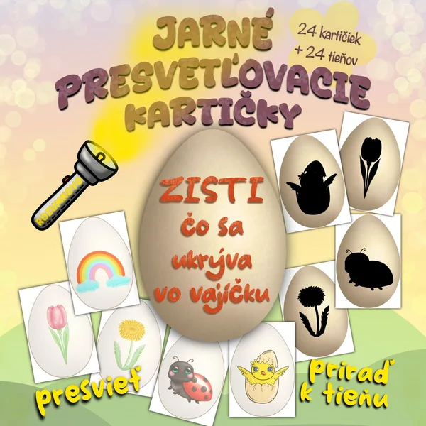 JARNÉ PRESVETĽOVACIE OBRÁZKY VAJÍČKA + priraďovanie TIEŇOV 