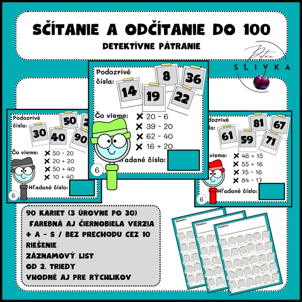 Sčítanie a odčítanie do 100 - Detektívne pátranie