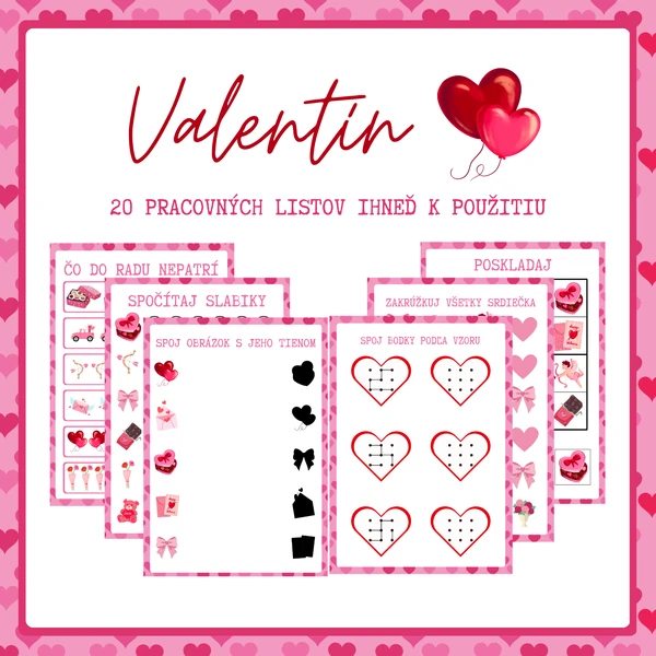 Valentín – pracovné listy