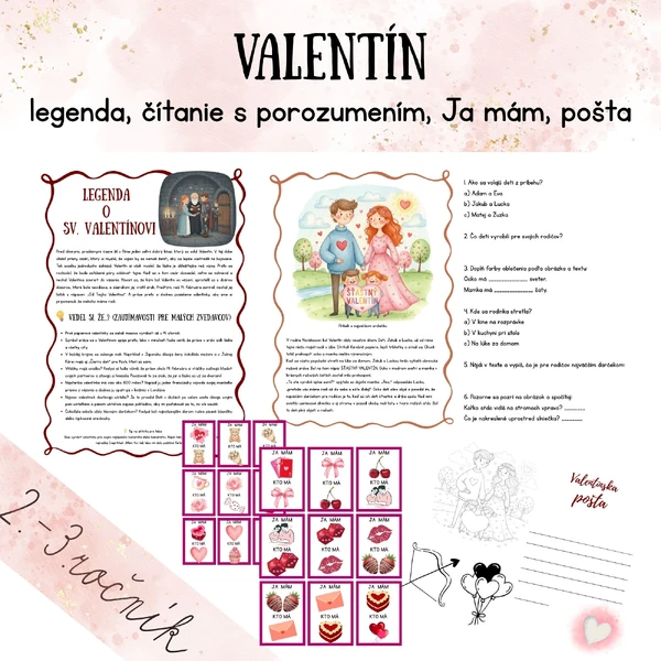 Valentín - legenda, čítanie s porozumením, ja mám, kto má