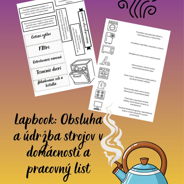 Lapbook: Obsluha a údržba strojov v domácnosti a pracovný list