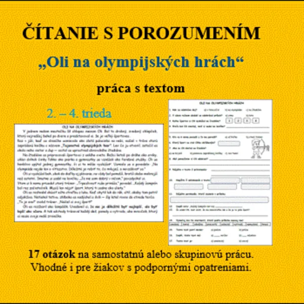 OLI NA OLYMPIJSKÝCH HRÁCH - práca s textom, čítanie s porozumením