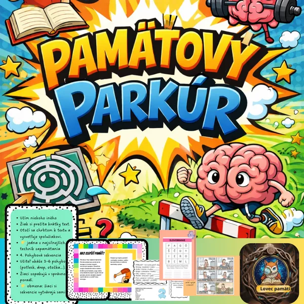 Pamäťový parkúr- pamäť v akcii/ ranné kruhy, cviky a úlohy na cibrenie pamäti, stanovištia, kartičky, zábavné úlohy