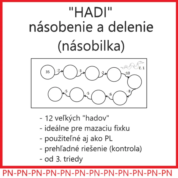 „HADI“ násobenie a delenie (násobilka)